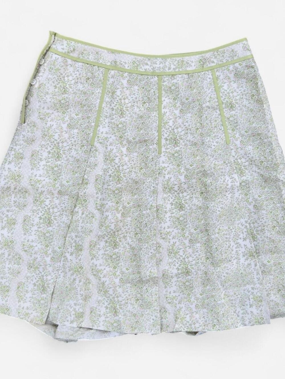 Ann Taylor Vintage Floral Pleated Silk Knee Length Skirt